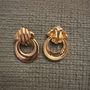 Gold chunky clip on ear rings
